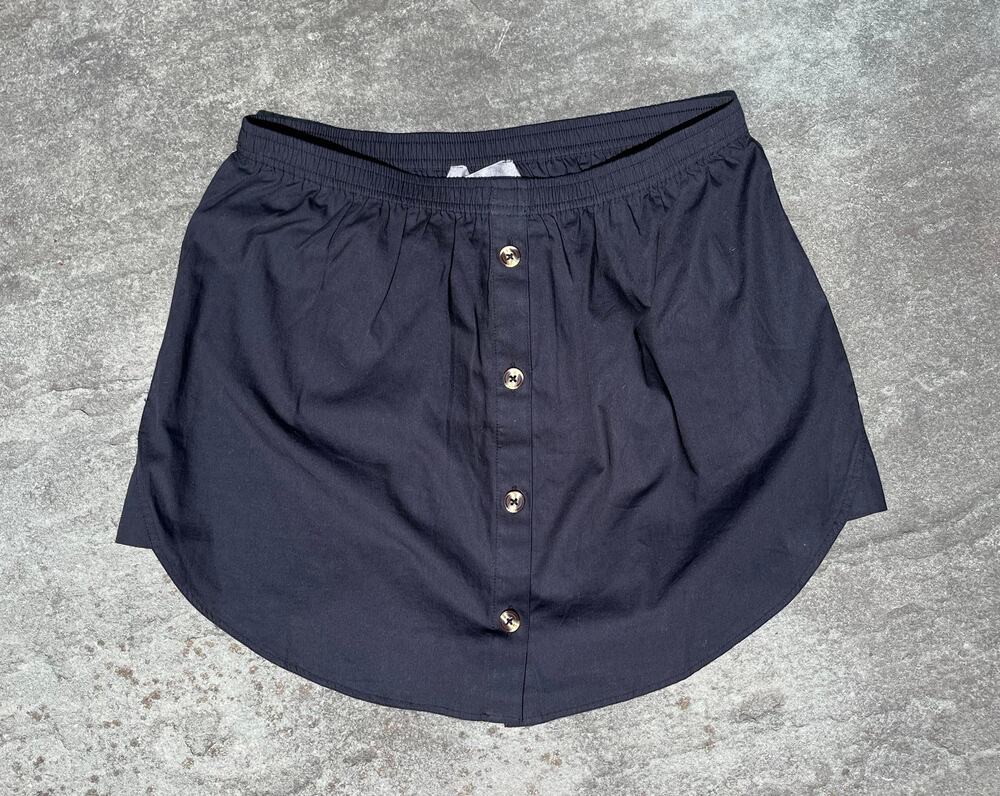 By Anthropologie Black Cotton Button Front Shirt Tail Layering Mini Skirt M